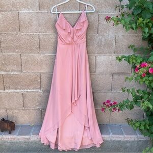 NWT Jenny Packham Dessy Group Draped Ruffle Chiffon Maxi Dress JP1006 Size 4